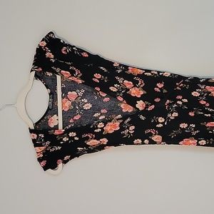 Floral cap sleeve wrap dress